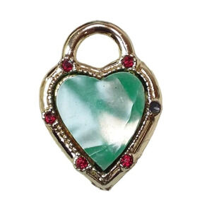 Green Red Gold Locket Heart Pin